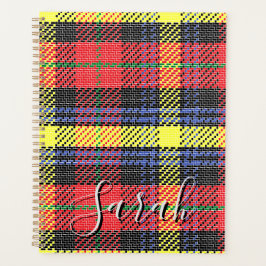 Yellow & Red Tartan Checkered Monogram Name