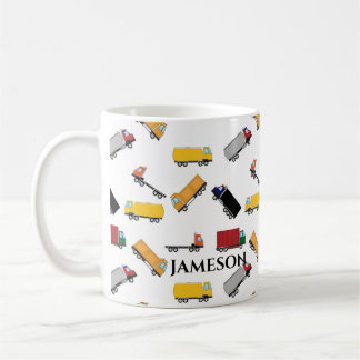 Yellow Red Watercolor Transportation Truck  Kaffemugg