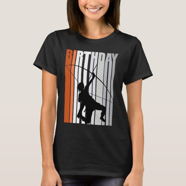 Yellow Retro Archer Archery Bow Arrow Teenagers T Shirt (Framsida)