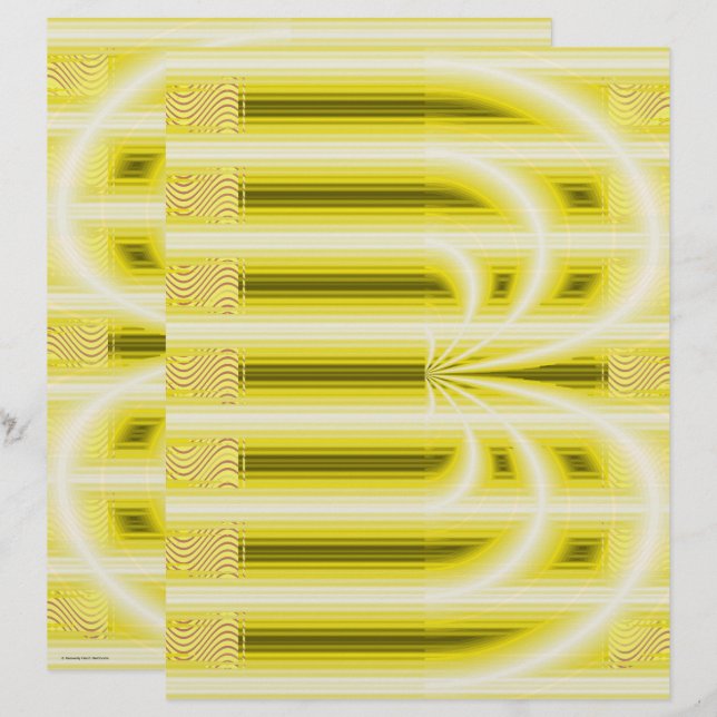 Yellow Retro Cathedral Scrapbook Paper 2-Sided Pag (Fram/baksida)