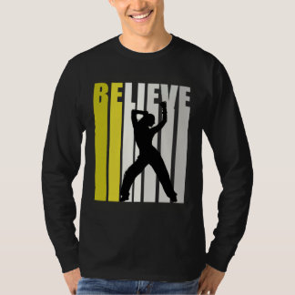 Yellow Retro Womens Believe Dance Motivational Ins T Shirt