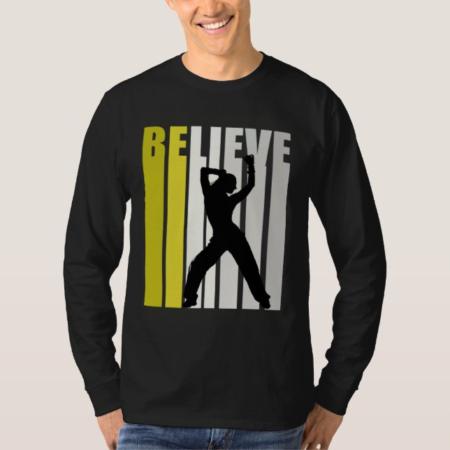 Yellow Retro Womens Believe Dance Motivational Ins T Shirt (Framsida)