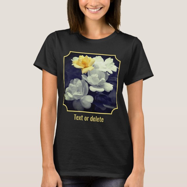 Yellow Rose Cluster Partial Color Personalized T Shirt (Framsida)