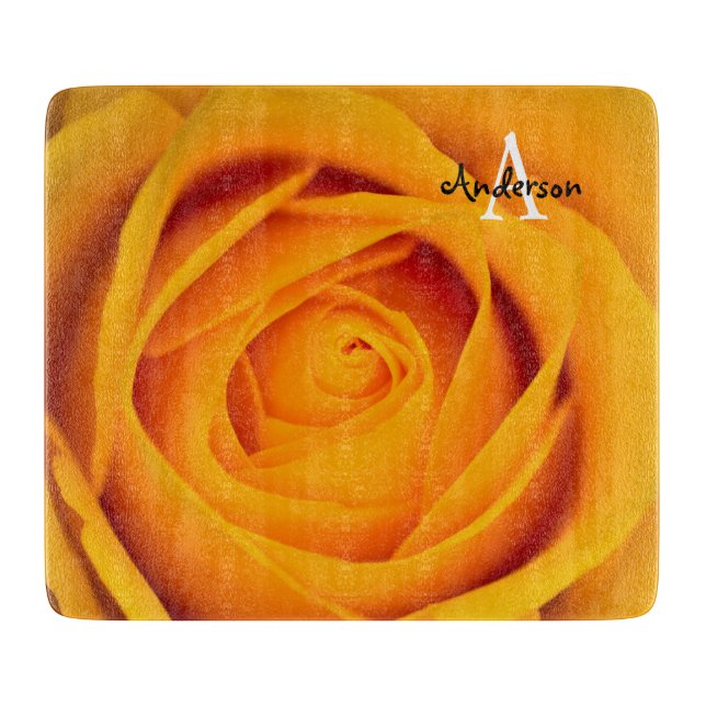 Yellow rose flower Glass chopping board (Framsidan)