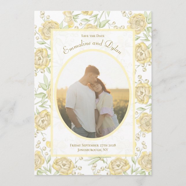 Yellow Rose Wedding Save the Date Inbjudningar (Framsida)