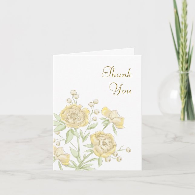 Yellow Rose Wedding Thank You Cards Inbjudan (Framsida)