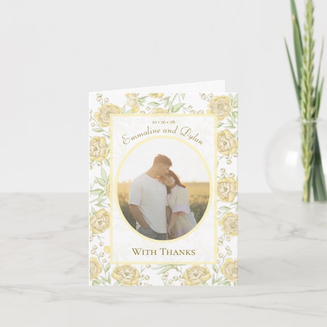 Yellow Rose Wedding Thank You Cards Photo Inbjudan (Framsida)