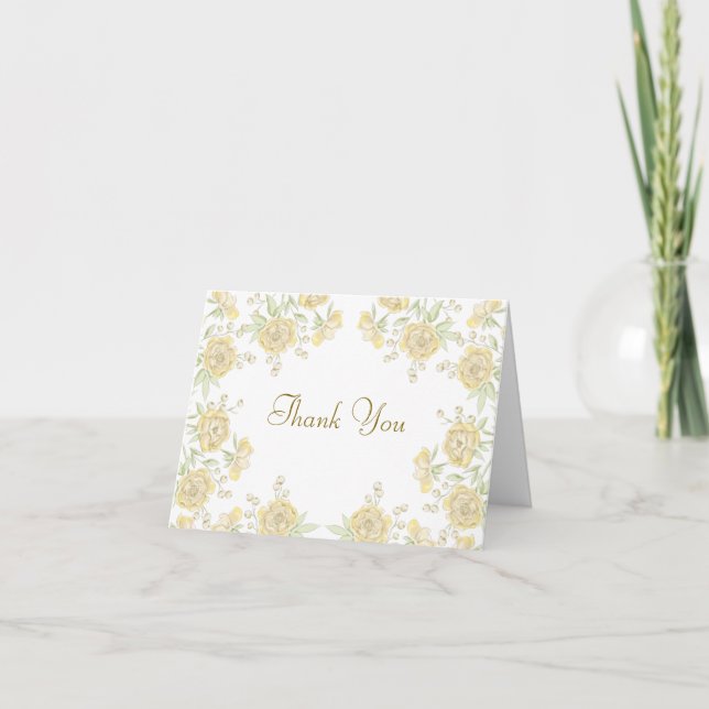 Yellow Rose Wedding Thank You Note Card Inbjudan (Framsida)