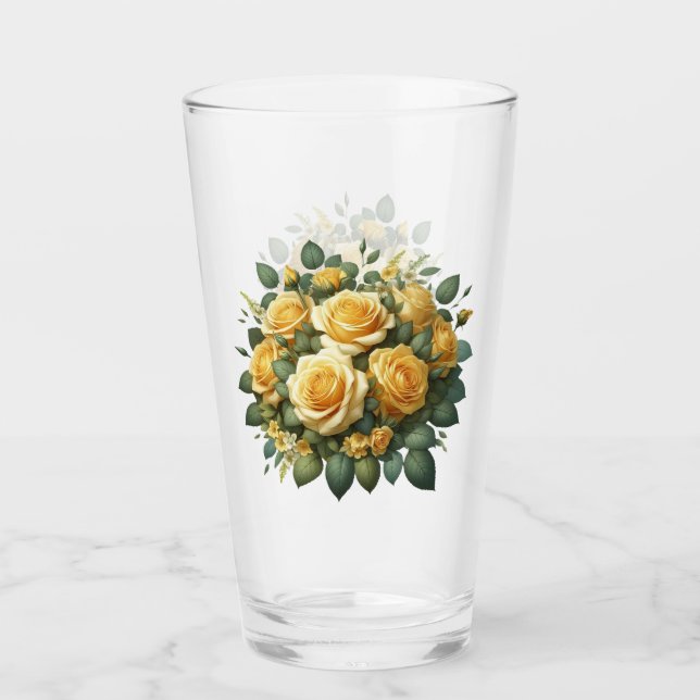 Yellow Roses Drinkware Tumbler Glaskopp (Framsida)