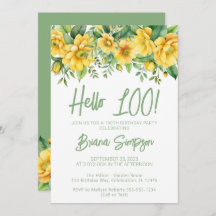 Yellow Sage Green Floral 100th Birthday Party
