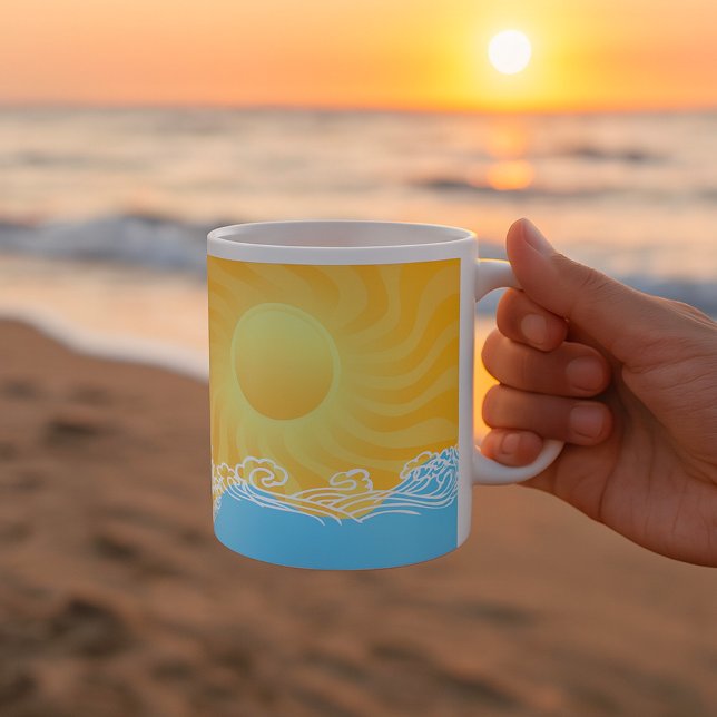 Yellow Sand And Ocean Kaffemugg (Skapare uppladdad)