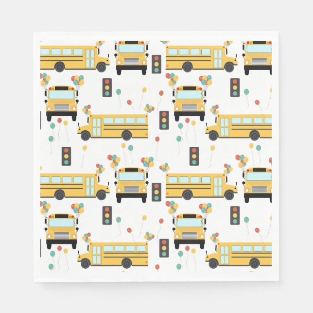 Yellow School Bus Kids Birthday Party Pappersservett (Framsidan)