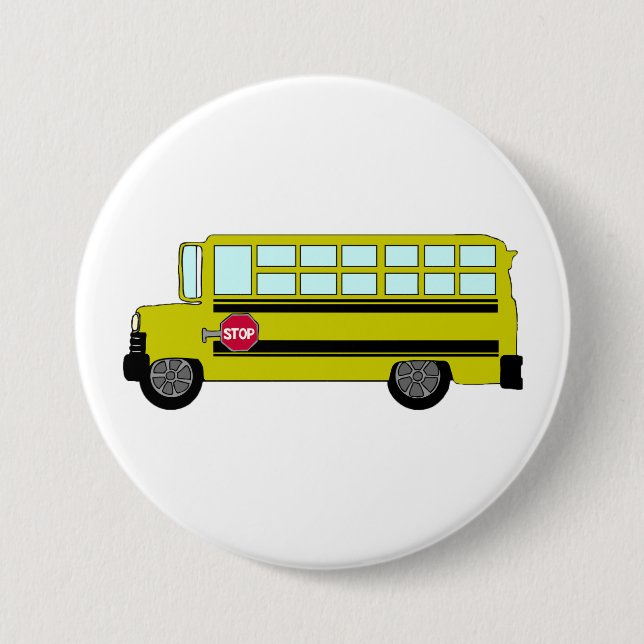Yellow School Bus with Stop Sign Knapp (Framsida)
