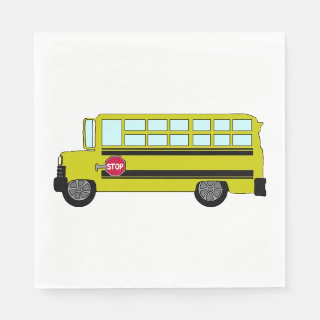 Yellow School Bus with Stop Sign Pappersservett (Framsidan)