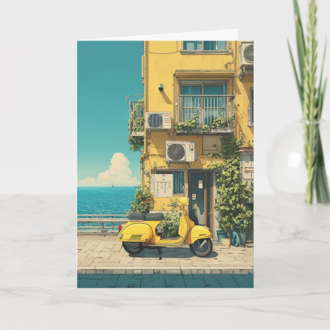 Yellow Scooter by Seaside Kort (Framsida)