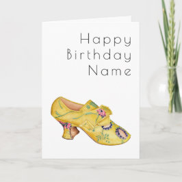 Yellow Shoe Art Deco Birthday Card Kort