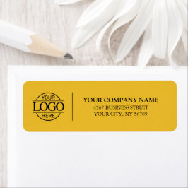 Yellow Simple Elegant Business Logo Return Address Returadress Etikett