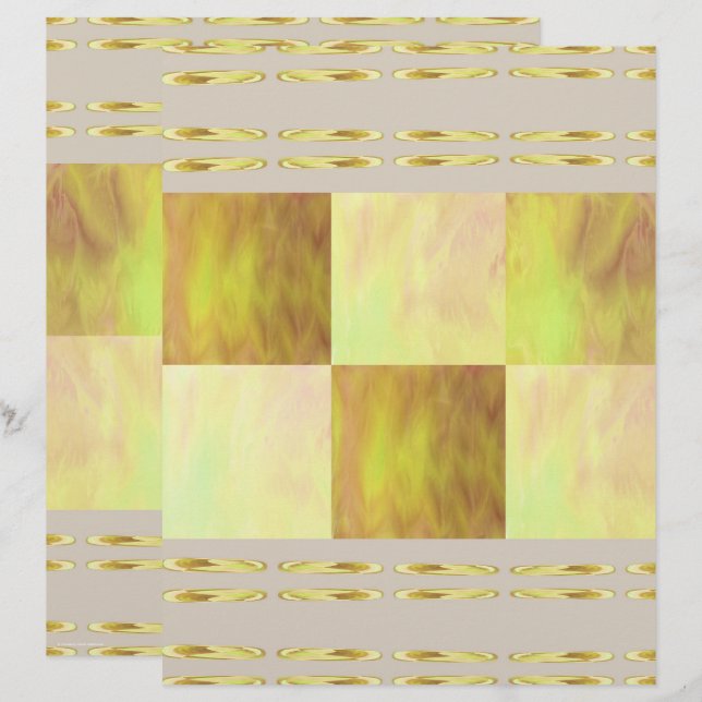 Yellow Skies Tiles Scrapbook Paper 2-Sided Page (Fram/baksida)