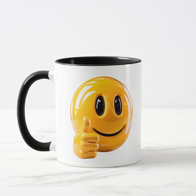 Yellow Smiley Face Thumbs Up Illustration Mugg (Vänster)