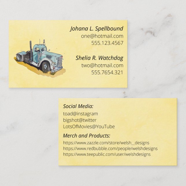 Yellow Social introduction calling card-semi Visitkort (Fram/baksida)