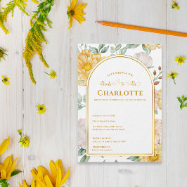 Yellow Spring Garden Floral Arch Bridal Shower Inbjudningar