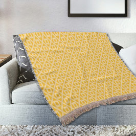 Yellow Square And Diamonds Pattern Throw Blanket Filt