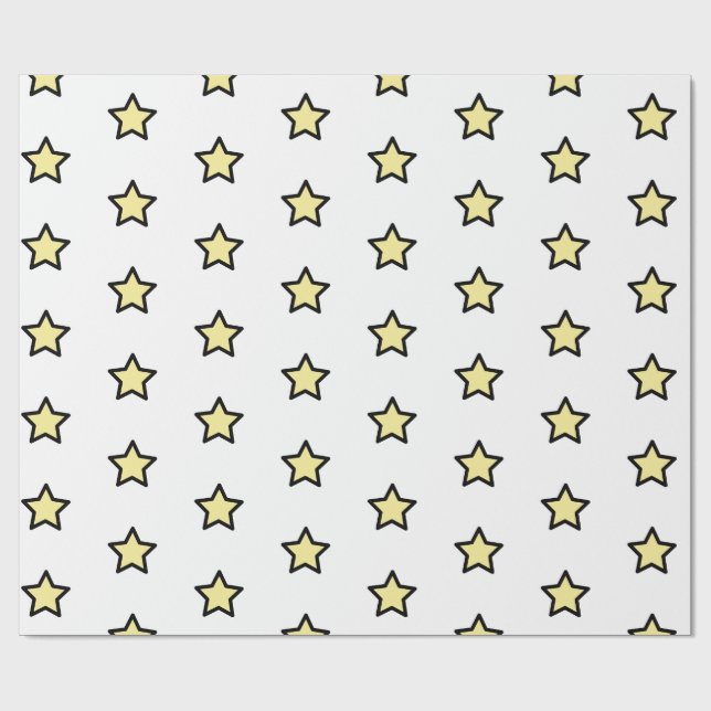Yellow Star Pattern Minimalist Modern Presentpapper (Platt)