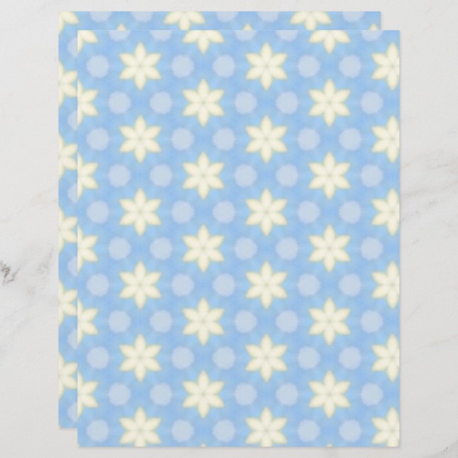 Yellow Stars on Blue Scrapbook Paper (Fram/baksida)