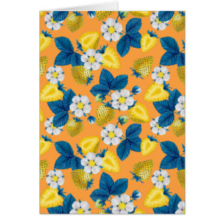 Yellow strawberries on orange hälsningskort