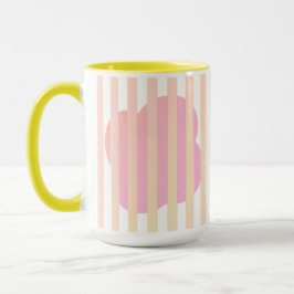 Yellow Stripe Simple Two-Tone Mug with Pink Floral Mugg