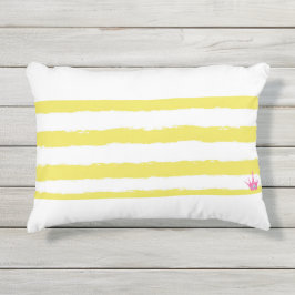 Yellow stripes and a pink crown Accent Pillow Utomhuskudde