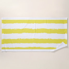 Yellow stripes and a pink crown Beach Towel