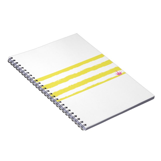 Yellow stripes and a pink crown Notebook Anteckningsbok (Högra Sidan)