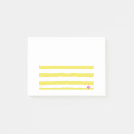 Yellow stripes and a pink crown Post-It Notes Block