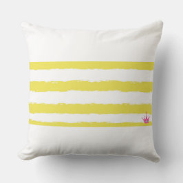 Yellow stripes and a pink crown Throw Pillow Kudde