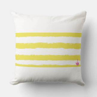 Yellow stripes and a pink crown Throw Pillow Kudde