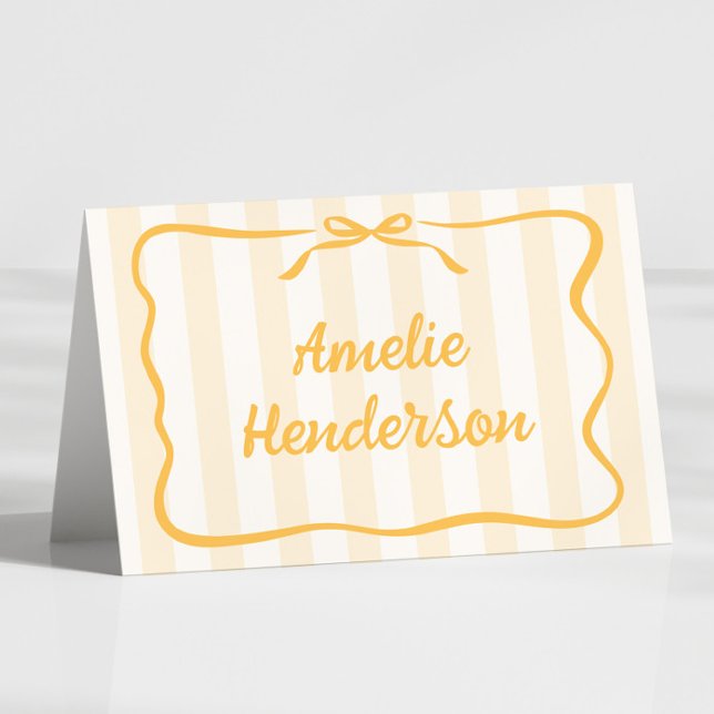 Yellow Stripes Escort Name Cards Bordsnummer (Skapare uppladdad)