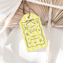 Yellow Stripes Italian Themed Ciao Baby Presentetikett