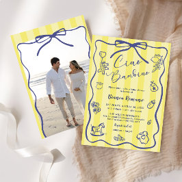 Yellow Stripes Italian Themed Ciao Bambino Photo  Inbjudningar