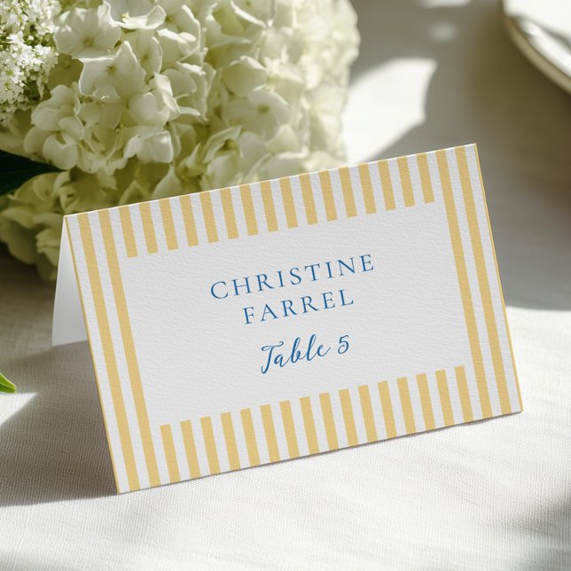 Yellow Stripes Place Cards Bordsnummer (Skapare uppladdad)