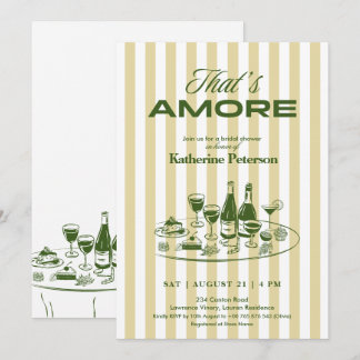 Yellow Stripes That's Amore Bridal Shower Inbjudningar
