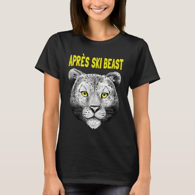 Yellow Style Apres Ski Snow Leopard T Shirt (Framsida)