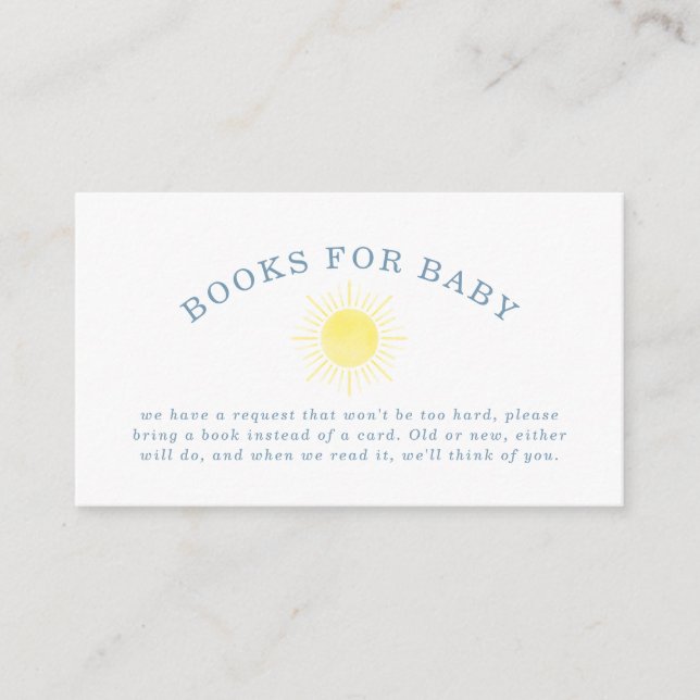 Yellow Sun Blue Gingham Baby Shower Books For Baby Tilläggskort (Framsida)