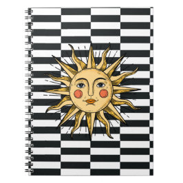 Yellow sun with a face anteckningsbok