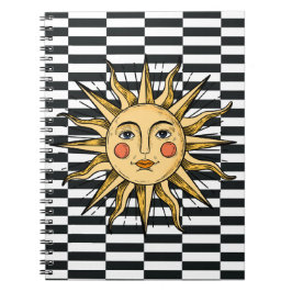 Yellow sun with a face anteckningsbok