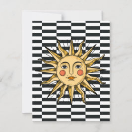 Yellow sun with a face anteckningskort