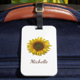 Yellow Sunflower Boho Botanical Personalized  Bagagebricka