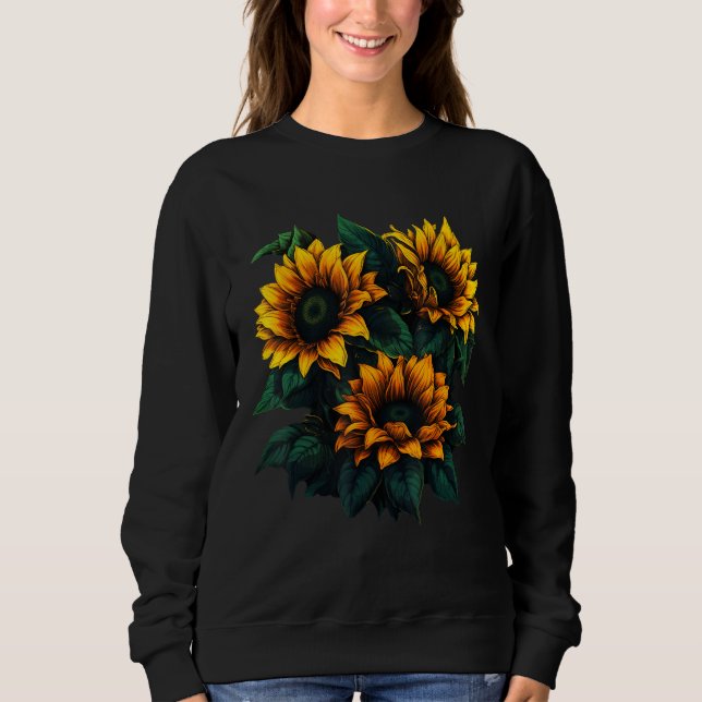 Yellow Sunflower Cute summer Sun flowers Floral Po T Shirt (Framsida)