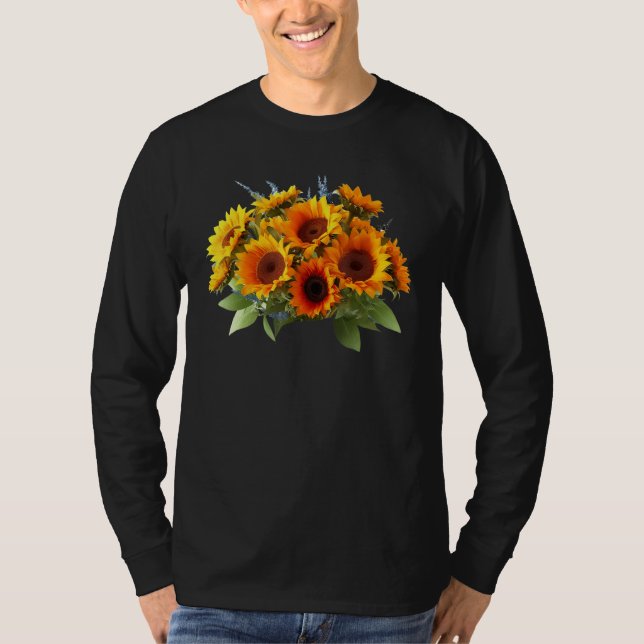Yellow Sunflower Cute summer Sun flowers Floral Po T Shirt (Framsida)