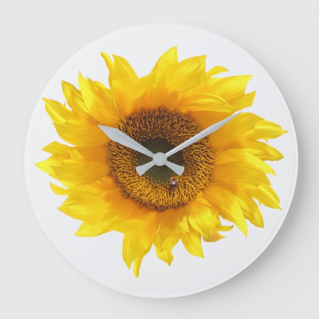 yellow sunflower large clock stor klocka (Framsida)